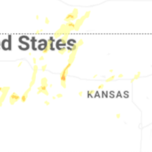 Regional Hail Map for Hays, KS - Thursday, August 13, 2026