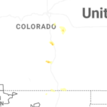 Regional Hail Map for Pueblo, CO - Sunday, August 16, 2026