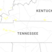 Regional Hail Map for Nashville, TN - Wednesday, August 19, 2026
