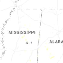 Regional Hail Map for Starkville, MS - Wednesday, August 19, 2026