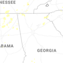 Regional Hail Map for Atlanta, GA - Thursday, August 20, 2026