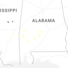 Regional Hail Map for Camden, AL - Monday, August 24, 2026