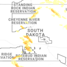 Regional Hail Map for Pierre, SD - Monday, August 24, 2026