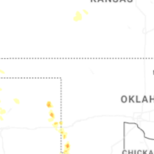 Regional Hail Map for Woodward, OK - Tuesday, August 25, 2026