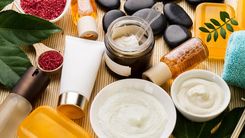 Nutricosméticos são suplementos para auxiliar na beleza. Imagem composta de diversos produtos cosméticos.