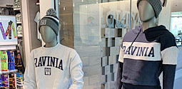 2 mannequins in Ravinia giftshop wearing Ravinia branded merch
