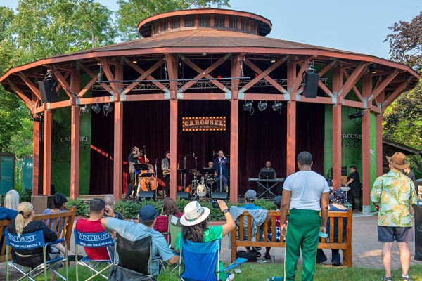 A bluegrass performance at the Carousel Stage