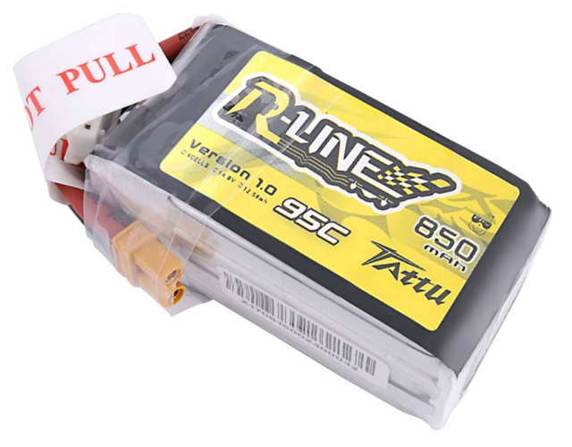 Tattu R-Line 850mAh 14.8V 95C 4S1P Lipo with XT30 - RMRC