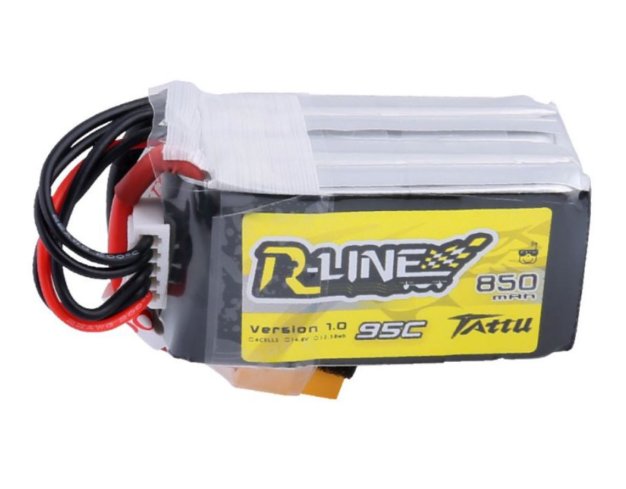 Tattu R-Line 850mAh 14.8V 95C 4S1P Lipo with XT60 - RMRC
