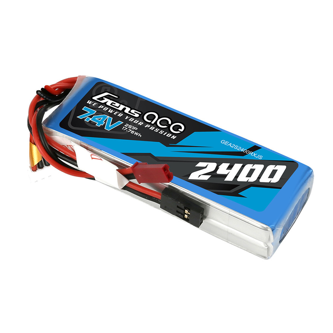 2400mAh ×2 Gens Ace 2400mAh 7.4V 2S TX Lipo Battery for Radios - RMRC
