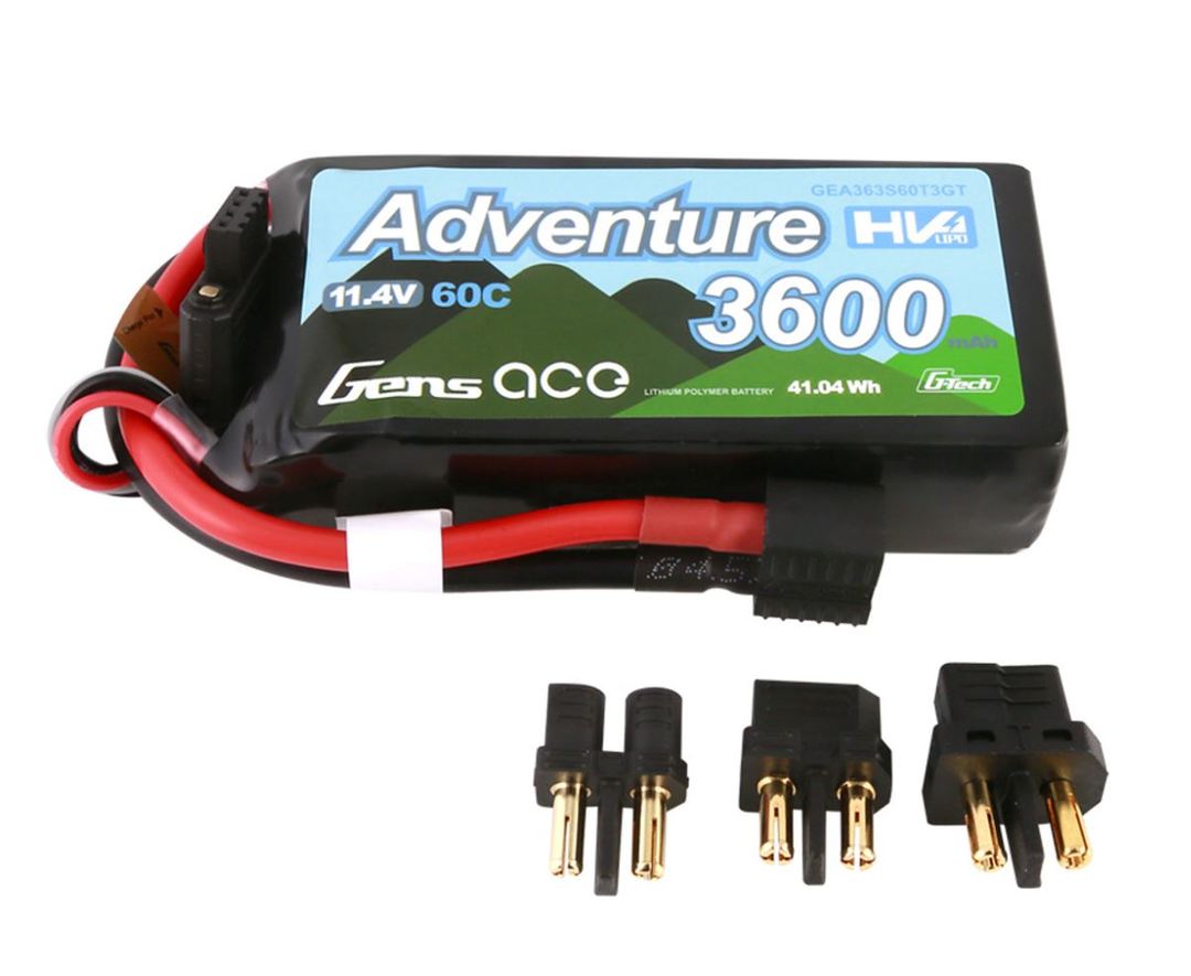 Gens Ace 3600mAh 3S 60C LiPo Battery – XT60, Deans, EC3 - RMRC