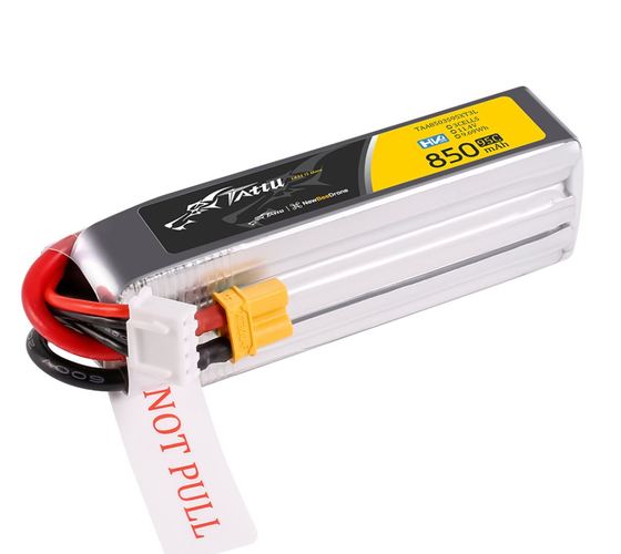 Batería Lipo Tattu 850mAh 3S 95C 11.4V HV, Paquete de Baterías LiPo con