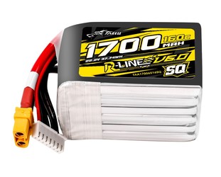 Tattu R-Line Version 6.0 1700mAh 160C 6S 22.2V SQ Lipo Battery Pack with XT60 Plug
