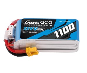 Gens Ace 1100mAh 3S 60C 11.4V HV Lipo Battery with XT30 Plug