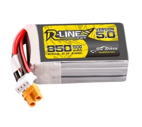 Tattu R-Line Version 5.0 850mAh 3S 11.1V 150C Lipo Battery Pack with XT30U-F Plug