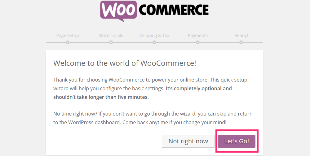 The WooCommerce setup wizard