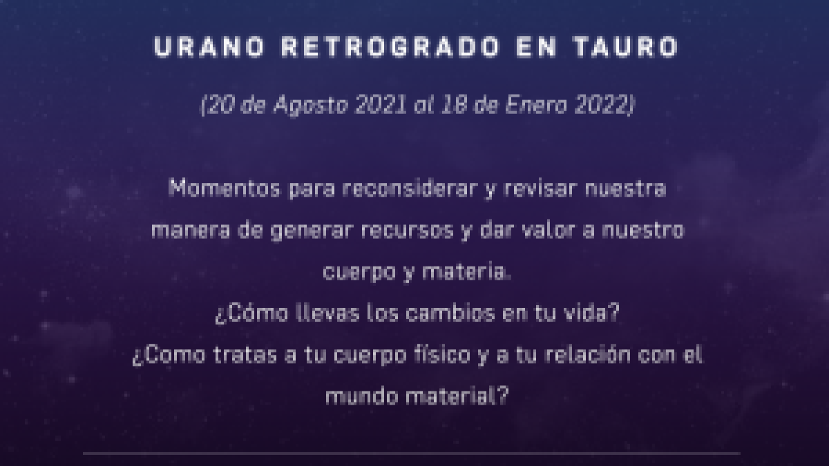URANO SE PONE RETROGRADO EN TAURO