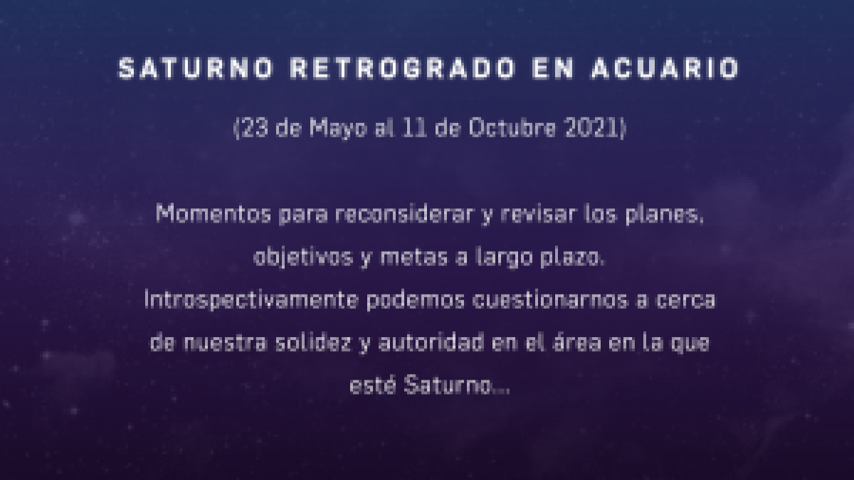 Saturno SE PONE RETROGRADO EN ACUARIO