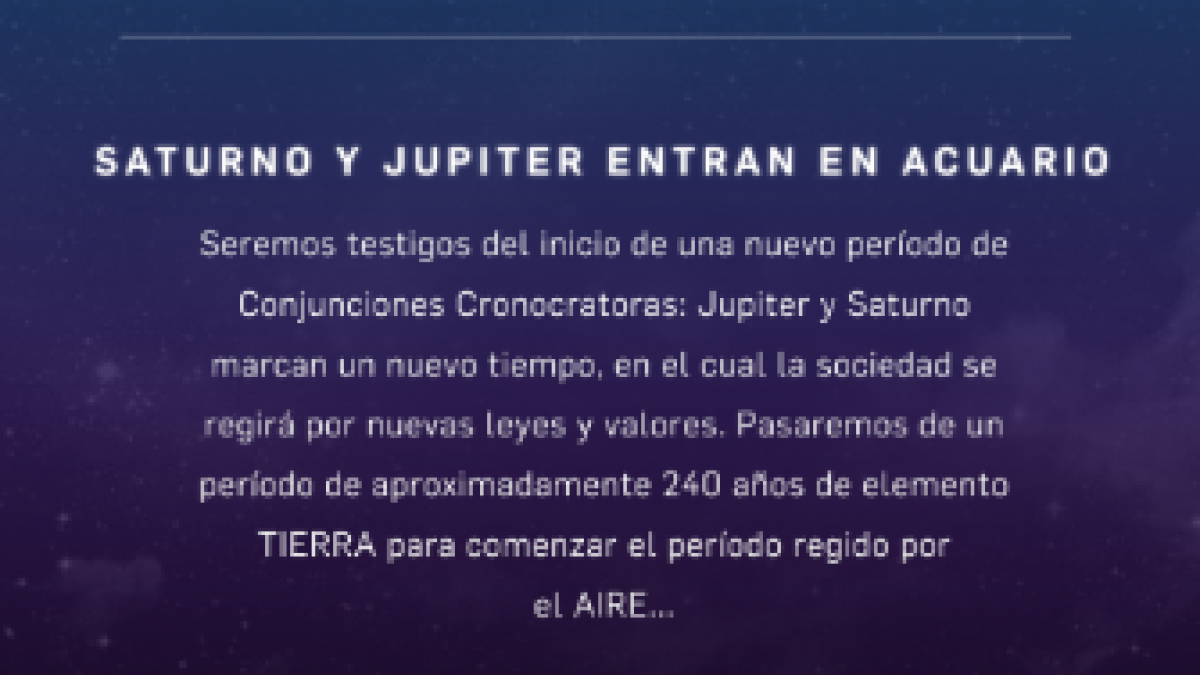 JUPITER Y SATURNO ENTRAN EN ACUARIO