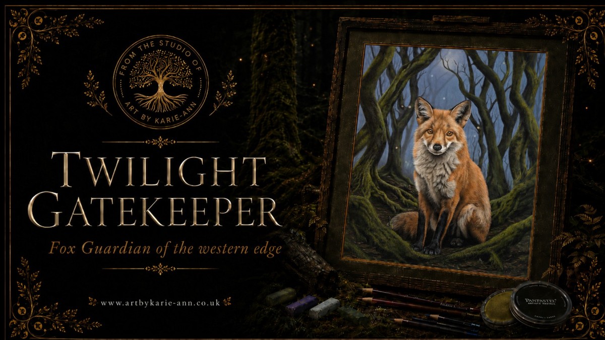 Twilight Gatekeeper — Woodland Fox Artwork in Soft Pastel