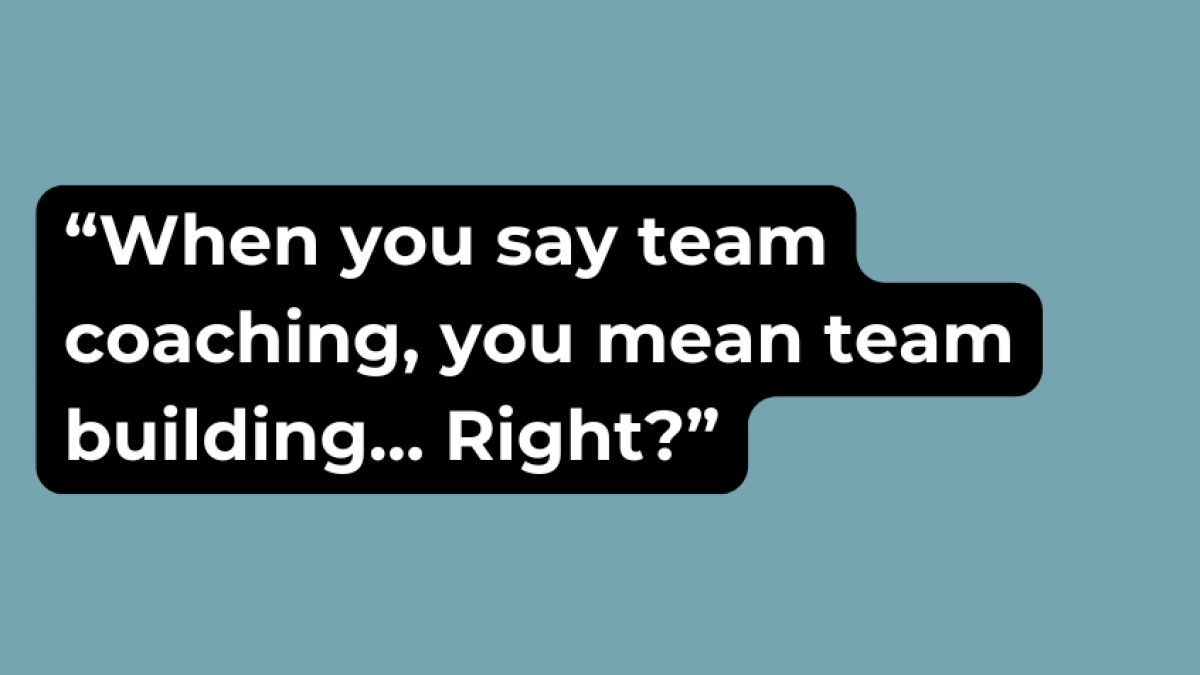 “When you say team coaching, you mean team building… Right?”