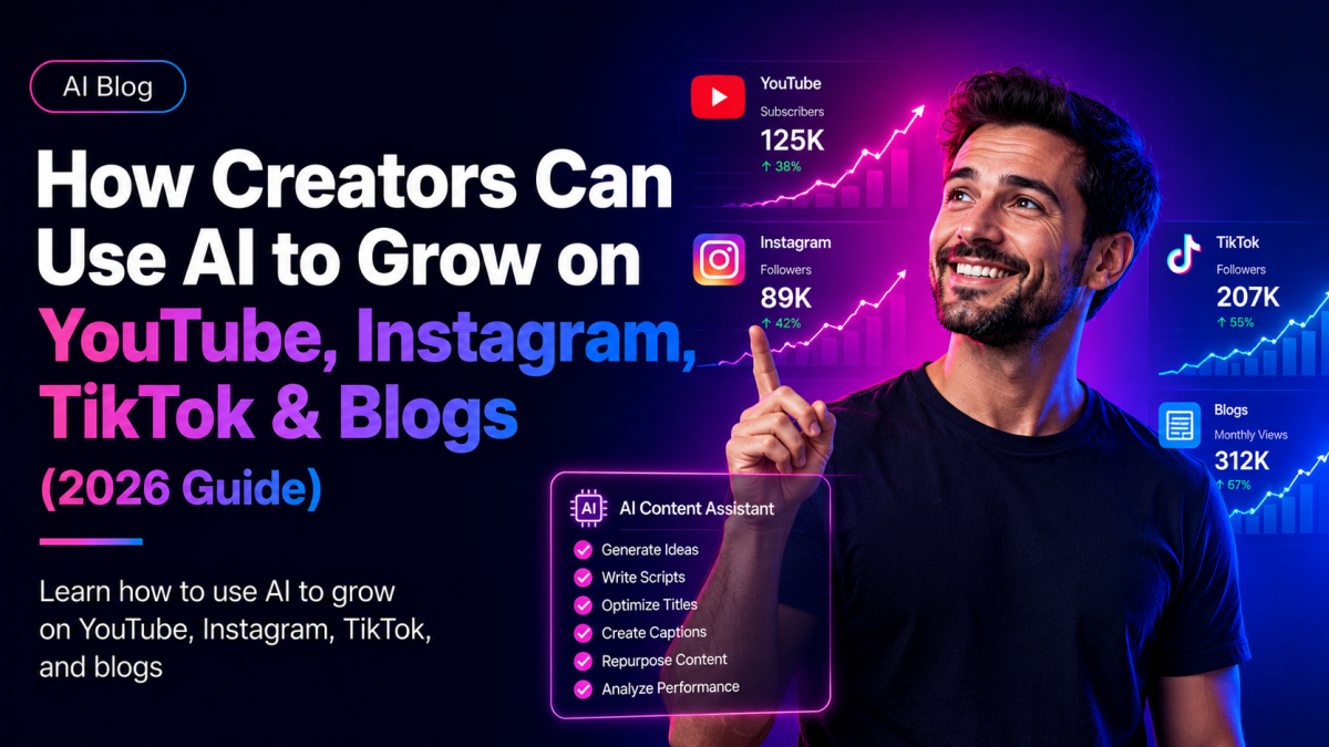 How Creators Can Use AI to Grow on YouTube, Instagram, TikTok & Blogs (2026 Guide)