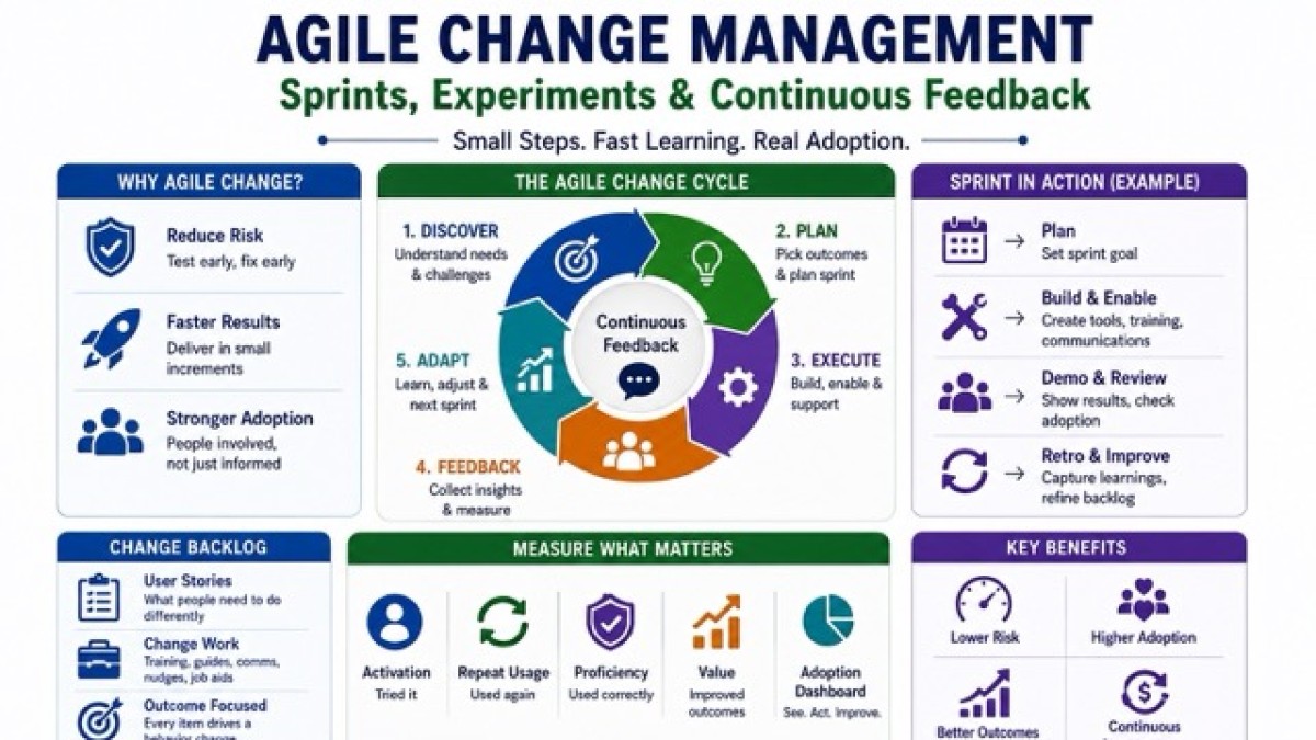 Agile Change Management: Sprints, Experiments & Continuous Feedback
