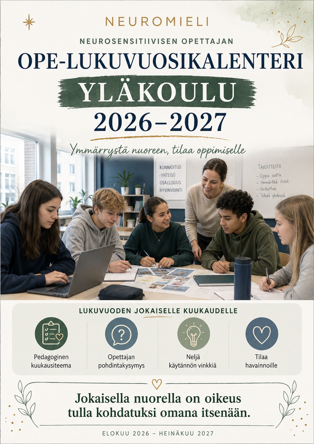 Neuromieli OPE-lukuvuosikalenteri yläkouluun 2026–2027 – kansi