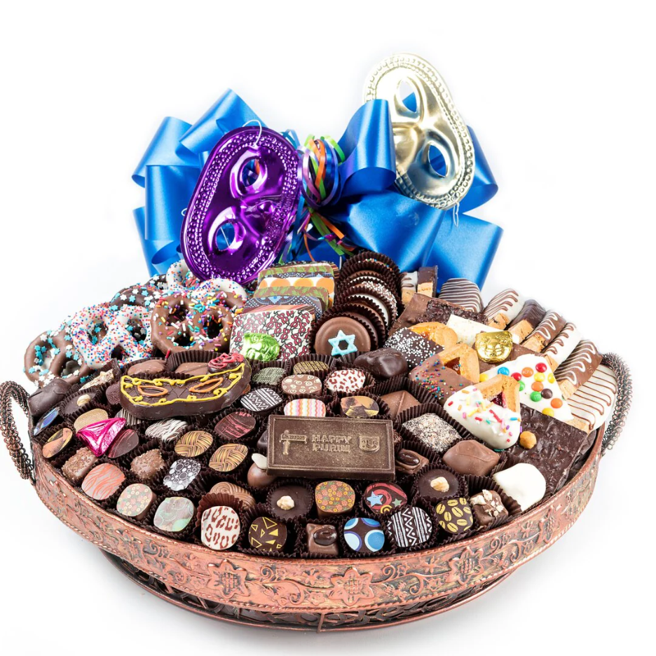 5 Luxury Mishloach Manot Baskets Filled With Gourmet Chocolate Gifts