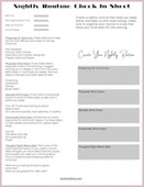 Nightly routine check in sheet