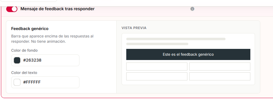 Colores del mensaje de feedback en un quiz