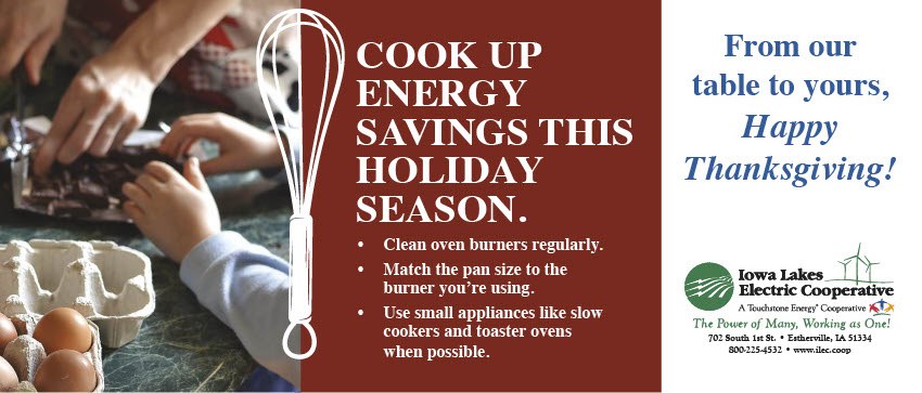 Holiday cooking energy efficiency tips.