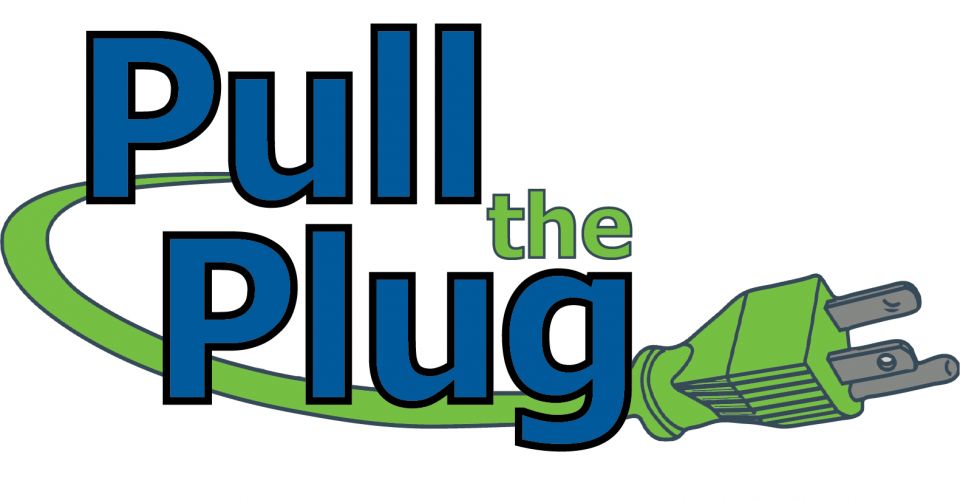 Pull the plug text with electrical cord