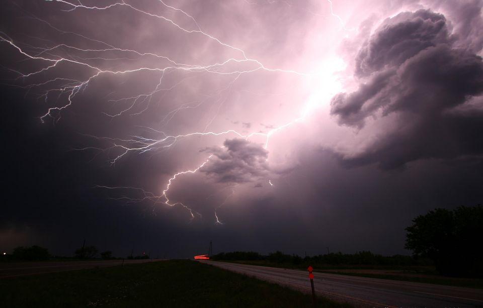 lightning and clouds in sky