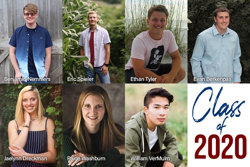 Photo collage of images of each high school senior that is named in the article.
