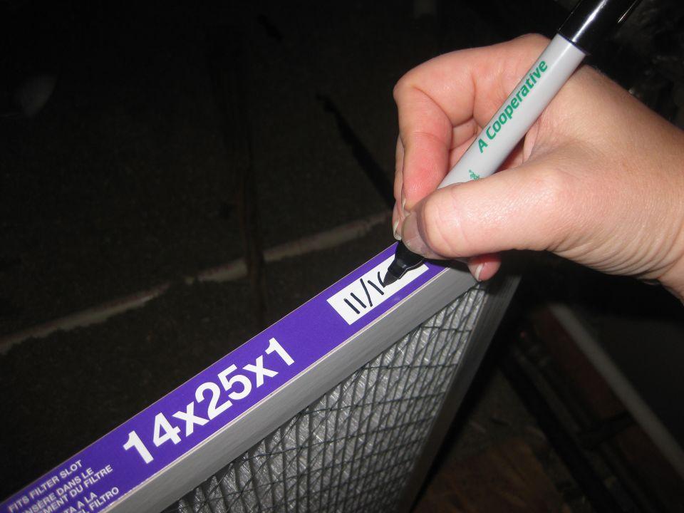writing a date on a furnace filter