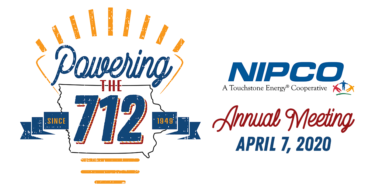 Graphic illustration of NIPCO's Annual Meeting logo, "Powering the 712"