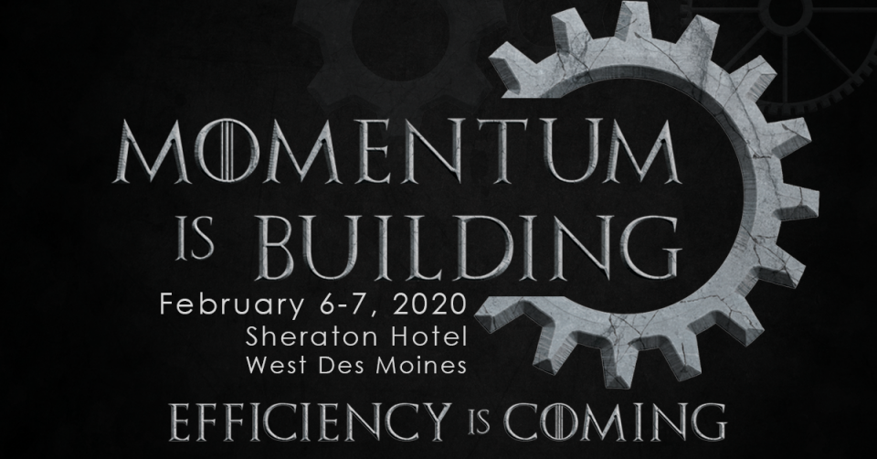 Graphic image of the Momentum is Building logo and event dates