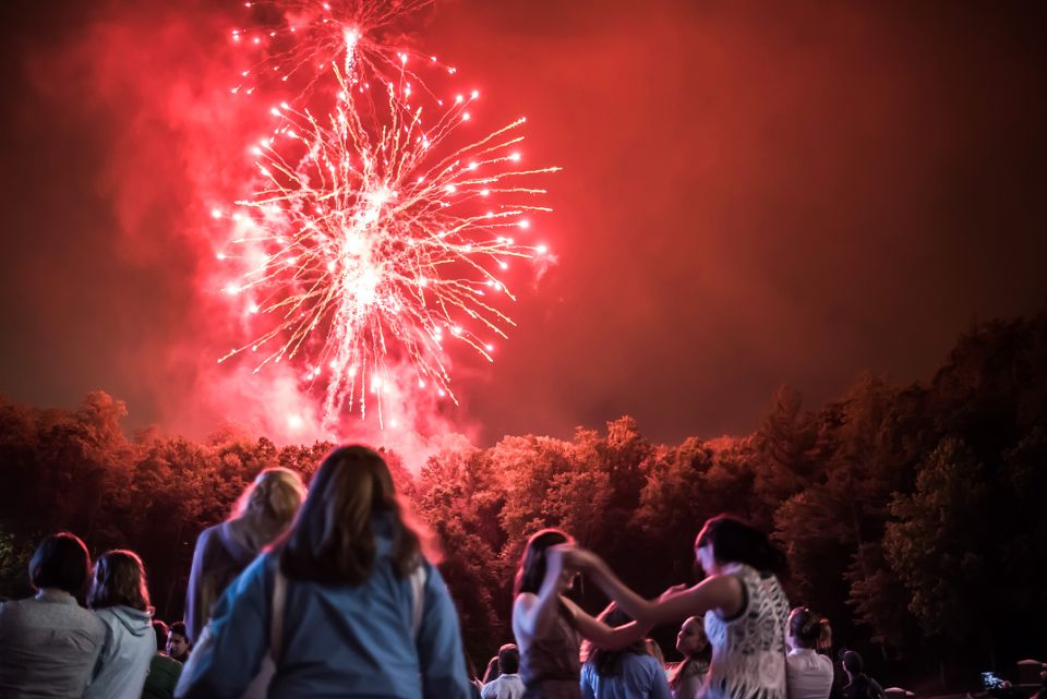 people watching fireworks display