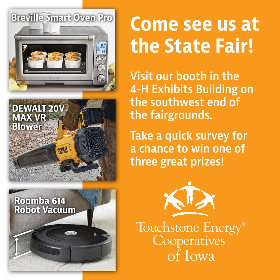 Photo images of prizes for drawing at the Iowa State Fair
