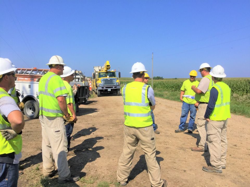 NIPCO Crews gathered for a tailgate meeting at the job site