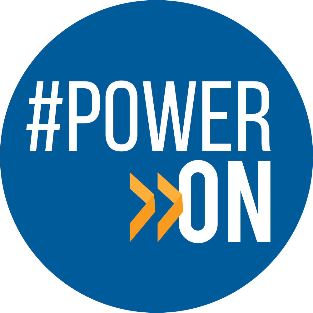 Graphic illustration of the Touchstone Energy #PowerOn logo button
