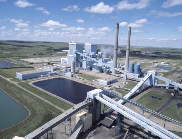 Bird's-eye view of Antelope Valley Station, a coal-fired electric generation station