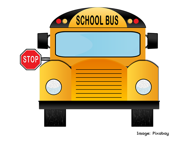 school bus with a stop sign showing