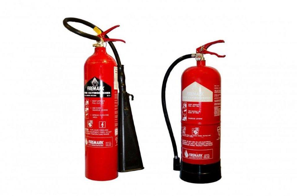 Graphic illustration of two fire extinguishers