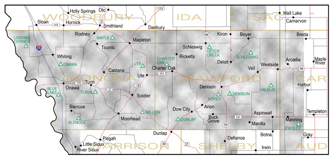 Western Iowa Power Cooperative service territory map