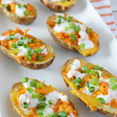 Buffalo Chicken Stuffed Baked Potato Skins
