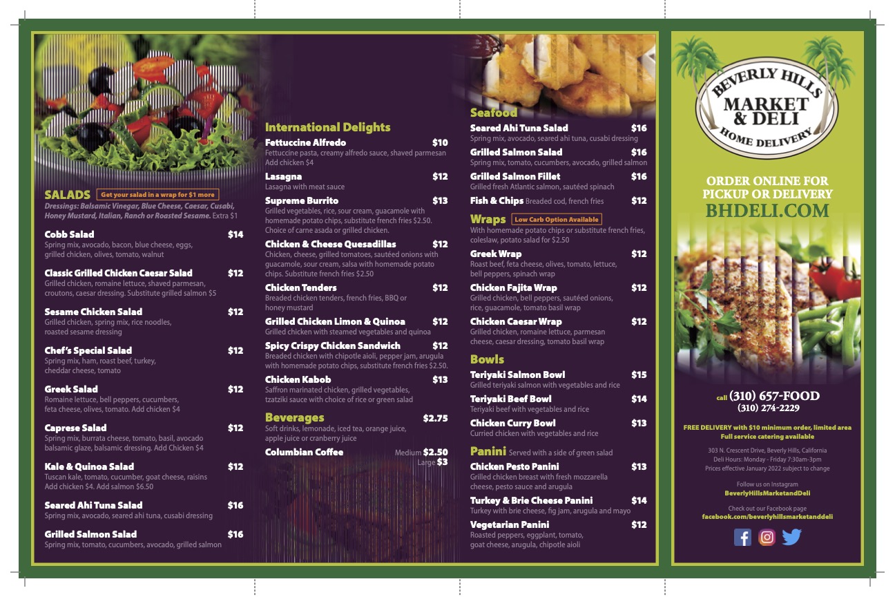 Beverly Hills Market & Deli Deli Menu