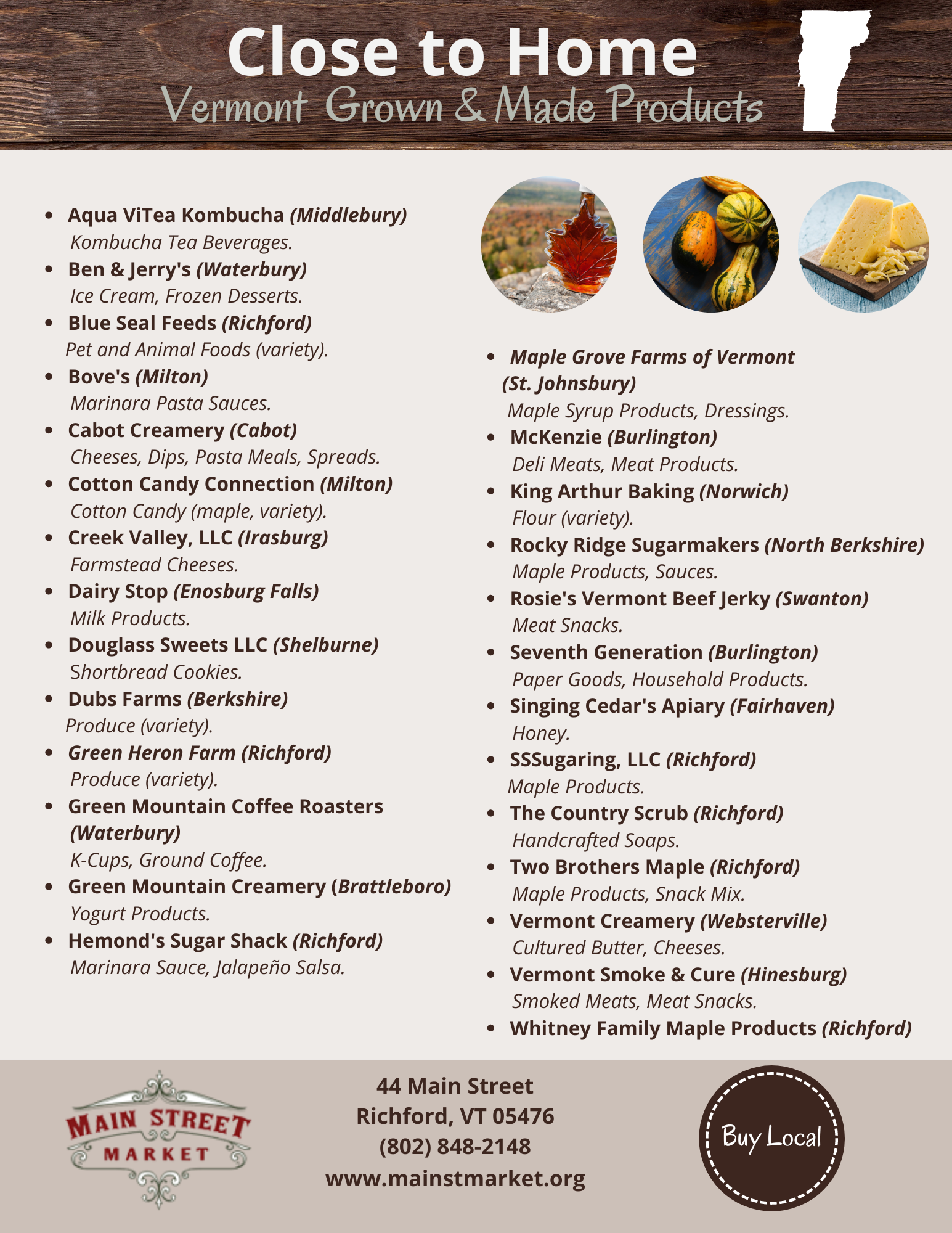 Main Street Market - Close to Home - Vermont Made Products