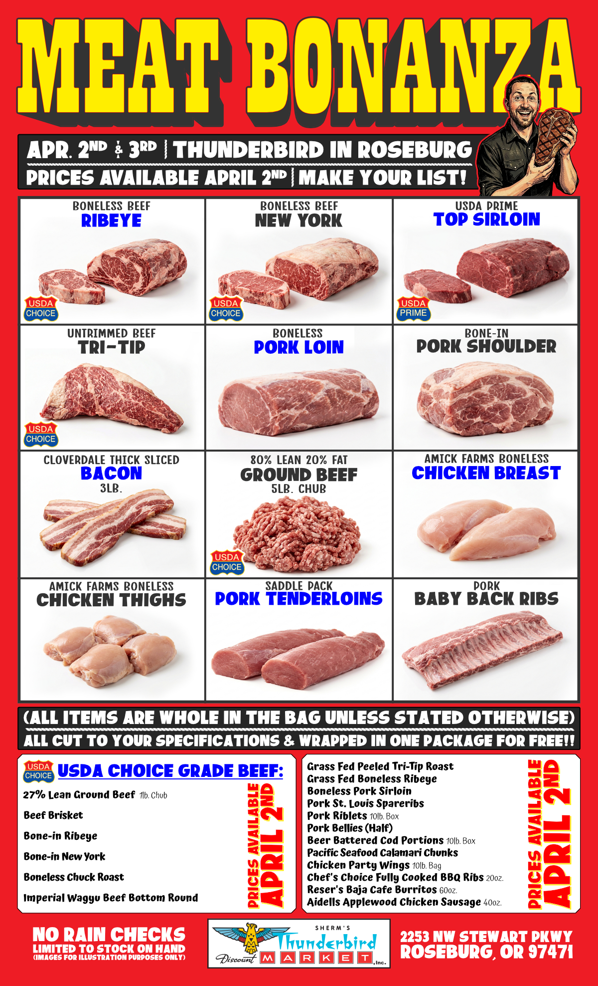 Sherm's Thunderbird Roseburg in Meat Bonanza Sale 